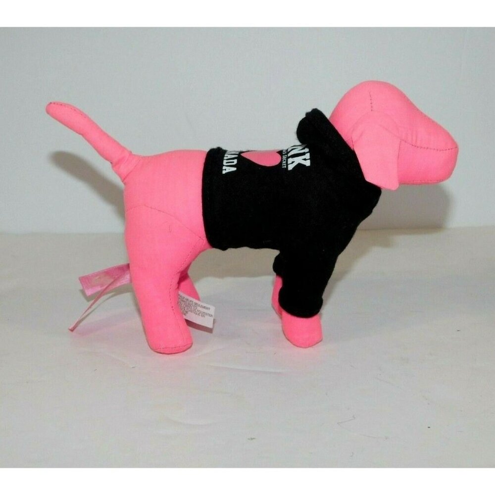 Victoria's Secret Pink Dog Canada Sweater Hoodie shirt  Black Pink Stuffed *READ